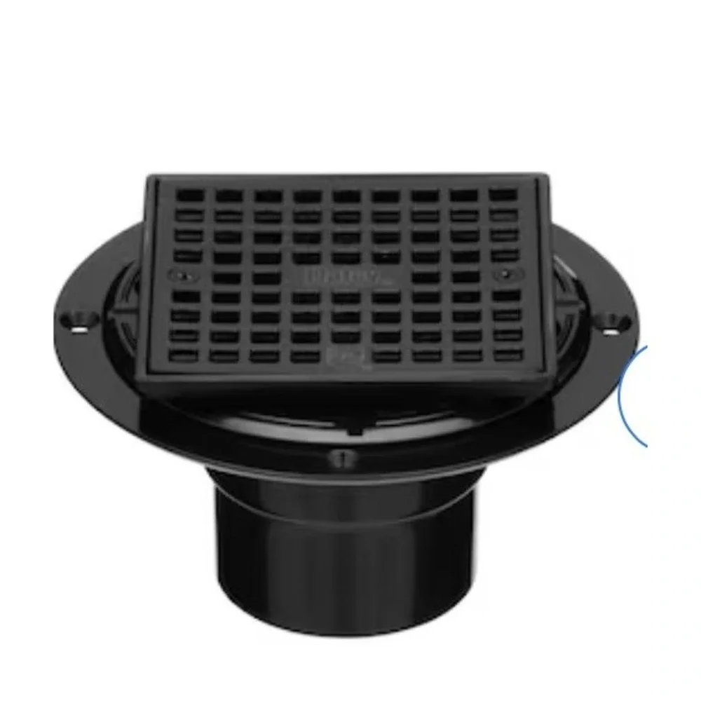 Square Shower Floor Drain Matte Black 6